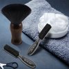 NICEMOVIC 3 IN 1 Barber Neck Duster Brush Set, Professional Barber Accessories Cleaning Supplies, Duster Nylon Brush Hair Cutting Styling Brush Tool (Brown&Black)