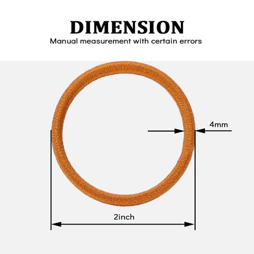 Sderoq100 PCS Hair Elastics Hair Ties, 4MM Colorful Ponytail Holders Hair Bands, 2 Inch in Diameter Elastic Band for Medium to Thick Hair, 7 Colors (4MM Dark colors)