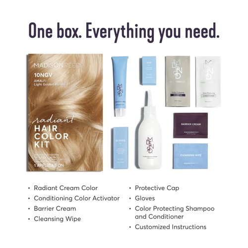 Madison Reed Radiant Hair Color Kit, Light Golden Blonde for Superior Gray Coverage, Ammonia-Free, 10NGV Amalfi Blonde, Permanent Hair Dye, Pack of 1
