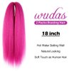 WUDAS Pink Braiding Hair 18 Inch Long Pre Stretched Hair Straight Yaki Texture Synthetic Hair Extensions Softness, 2 Packs
