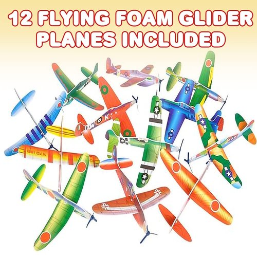 ArtCreativity Foam Flying Glider Planes for Kids, Set of 12, Lightweight Planes with Various Designs, Individually Packed Airplanes, Fun Birthday Party Favors, Goodie Bag Fillers for Boys & Girls
