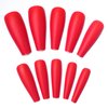 AddFavor Long Coffin Press on Nails Red Fake Nails Full Cover Matte Ballerina Acrylic False Nail for Women, 240pc Red Nails with Nail Glue Adhesive Tabs File Tools