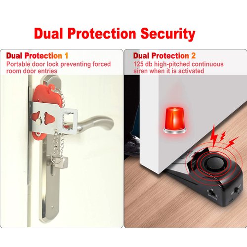 MBBEST Portable Door Lock & Door Stop Alarm,Dual Protection Security Devices Pocket Door Stopper Self Defensey Tools for Hotel Travel Home Apartment House, Red/Black