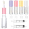 Apausvcm 4Pcs Lip Gloss Tubes, 6ml Empty Lip Gloss Tubes with Wand Refillable Lip Gloss Containers with Rubber Stoppers Lip Balm Bottles for DIY Lipgloss (4 Colors)