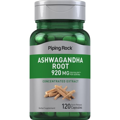 Piping Rock Ashwagandha Root Capsules | 920 mg | 120 Count | Herbal Supplement | Concentrated Extract | Non-GMO, Gluten Free