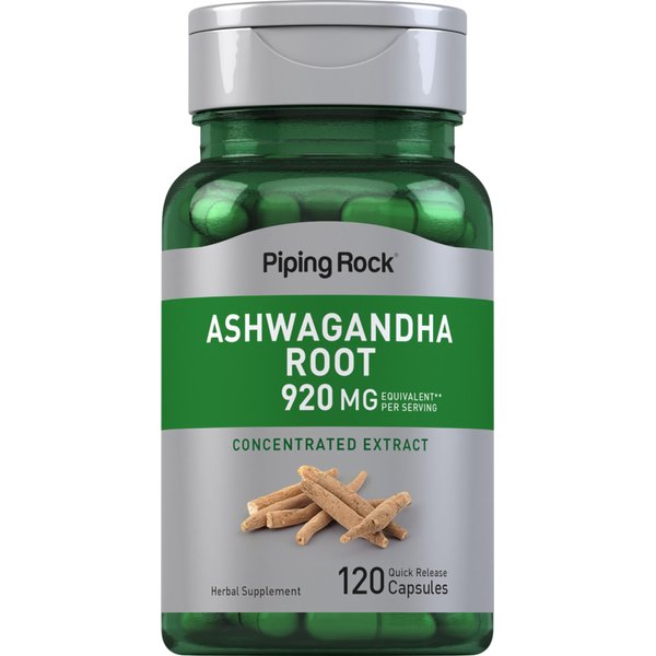 Piping Rock Ashwagandha Root Capsules | 920 mg | 120 Count | Herbal Supplement | Concentrated Extract | Non-GMO, Gluten Free