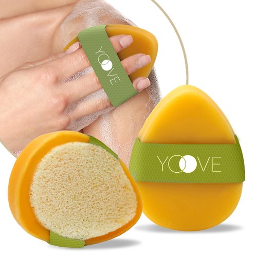 Yoove 3-Pack Turmeric And Kojic Acid Soap with Exfoliating Scrubber, Elastic Grip, Teardrop Shape - Gentle Cleanser Soap Bar from Natural Ingredients, Clear Dark Spots And Acne for Radiant Even Skin.