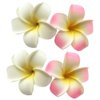 4 Pcs 7cm White and Pink Hawaiian Frangipani Plumeria Foam Head Flower Party Beach Hair Clips and Accessories