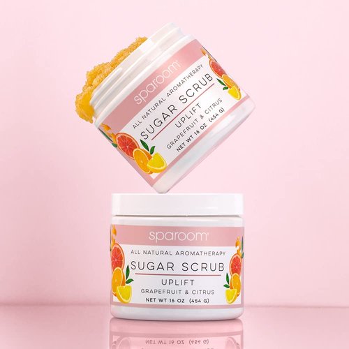 SpaRoom All Natural Aromatherapy Shea Butter and Raw Sugar Hydrating and Exfoliating Body Scrub, 16 oz, Uplift- Grapefruit and Citrus Essential Oils