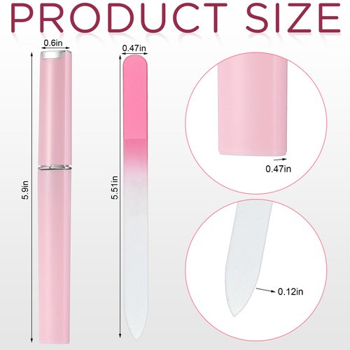 Lasnten 24 Pcs Crystal Glass Nail Files with Case Bulk Nails Manicure for Women Girls Professional Glass Nail File Double Sided, 12 Colors