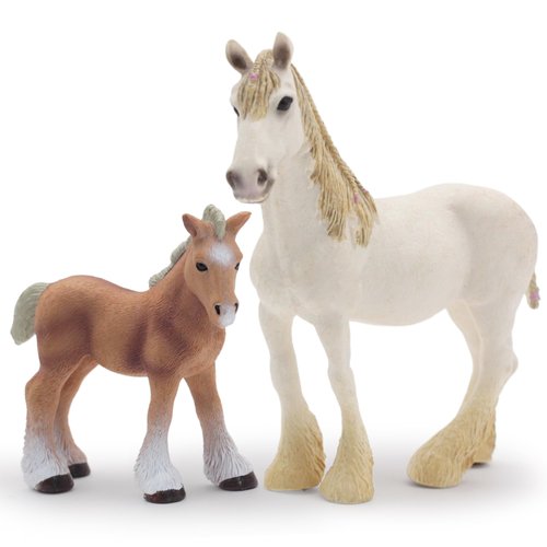 Gemini&Genius Horses Toys for Kids, Farm Horse Animal Playset, Mare with Horse Baby Family Action Figure Toys Great for Miniature Party Decoration, Birthday Cake Topper or Gifts for Kids