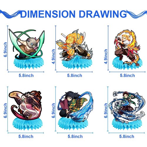 6Pcs 𝒟𝑒𝓂𝑜𝓃 𝒮𝓁𝒶𝓎𝑒𝓇𝓈 Party supplies set 𝒟𝑒𝓂𝑜𝓃 𝒮𝓁𝒶𝓎𝑒𝓇𝓈 Honeycomb Centerpieces Double Sided Table Topper for 𝒟𝑒𝓂𝑜𝓃 𝒮𝓁𝒶𝓎𝑒𝓇𝓈 Birthday Party Decorations