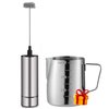 Milk Frother Handheld Battery Operated, Coffee Frother for Milk Foaming, Latte/Cappuccino Frother Mini Frappe Mixer for Drink, Hot Chocolate, Stainless Steel Silver