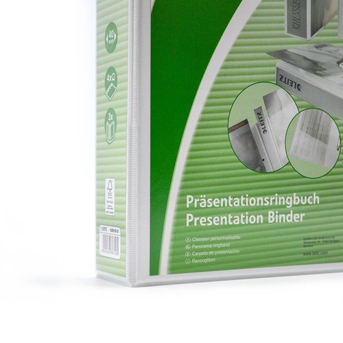 Leitz 4-Ring 2.5-Inch Premium A4 Sized European View Binder, White (4286)