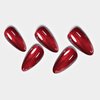 Red Press On Nails,Medium Length Almond Fake Nails,12 Sizes 24 Nail Kit with Glue,Reusable Handmade Press On Nails With UV Sealer Nails (Red Cat Eye Almond)