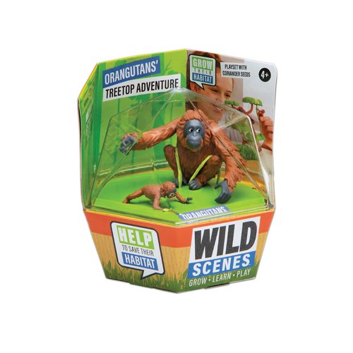 Wild Scenes Orangutans' Treetop Adventure - Grow & Play Kit Environmentally Friendly Wildlife Conservation Toy - Animal Playset for Kids Ages 4 and Up