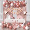 Rose Gold Birthday Party Decorations For Girl Women-Rose Gold White Balloons,Happy Birthday Banner,Fringe Curtains And Tablecloth Decorations For 13th 16th 18th 21st 30th 40th 50th Birthdat Party