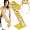 RhinestoneSash Its My Birthday Headband and Sash Set - Gold Sparkle Birthday Accessory for Women - Birthday Party Decorations - HBSash(ItMyBdy) GLD
