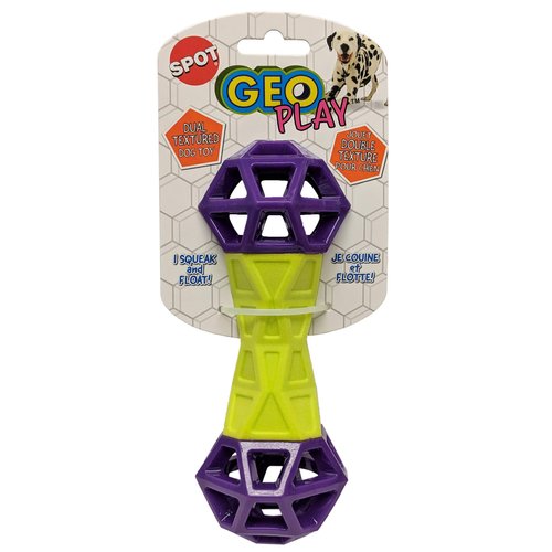 SPOT Geo Play Dual Texture Dog Toy Dumbbell