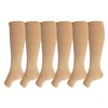 Open Toe Toeless Compression Socks 6 Pairs for Women Men 15-20 mmHg Calf Support Compression Sleeve(S/M, Nude)