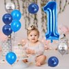 40 Inch Blue Number 1 Balloon, 1st Birthday Balloons, 11Pcs Silver Birthday Print Balloons Dark Light Blue Latex Balloons 1 Foil Balloon for Baby Boy Girl 1st Birthday Party Decorations Anniversary