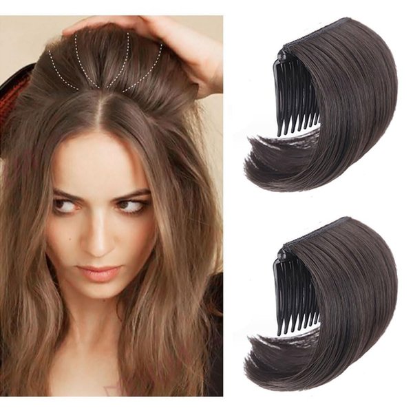 TUPANDY Hair Bun Invisible False Hair Clip Hair Base Bump It Up Volume Fluffy Hair Pad Styling Insert Tool Increased Hair Pad Fluffy Hair Styling Accessories for Women Lady Girls (Brown Black)