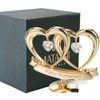 Matashi Gift for Mom - 24K Gold Plated "Happy Anniversary" Inscribed Double Heart Table Top Ornament w/Clear Crystals - Wedding Anniversary Giftss for Her - Cake Topper & Mother's Day Gift