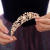 JWICOS Wedding Tiara for Women and Girls Pageant Crown Headband Queen Birthday Crowns Rhinestone Bridal Crown for Birthday Decorations Party (Gold)