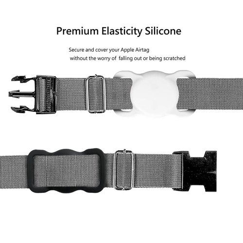 Airtag Dog Collar Holder (2 Pack) SWINCHO Silicone GPS Tracker Case Anti-Lost Protective Air Tag Cat Collar Holder (Black&White)