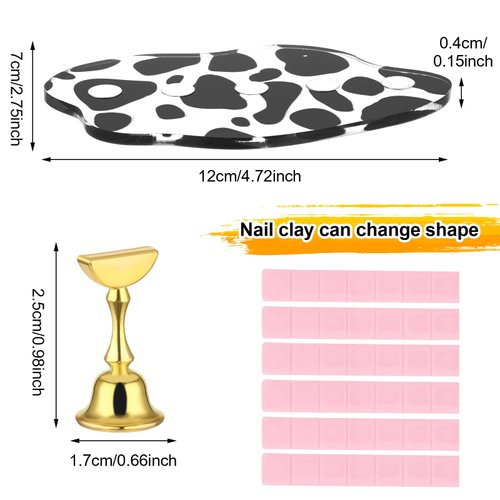 Prasacco 2 Sets Nail Holder for Painting Nail, Acrylic Nail Stands for Press On Magnetic Nail Display Stand Nail Art Tools Nail Hand Practice with 42 Pcs Adhesive Putty for Homes and Salons