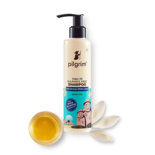 Pilgrim Sulfate Free Shampoo | Infused with Argan Oil, White Lotus & Camellia | Fights Hairfall & Nourish Hair | Gentle Cleanser for Healthy Hairs | 6.76 Fl Oz/200ml