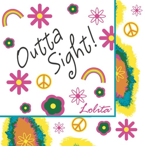 C.R. Gibson Lolita Novelty Cocktail Sized Paper Napkins, Tye Dye, 20-Pack
