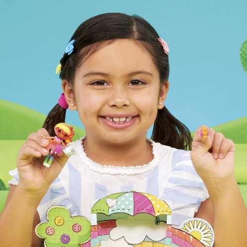 Lalaloopsy Mini Doll - April Sunsplash with Mini Pet Toucan, 3" Colorful Doll with Umbrella, Watering can & More Accessories in Reusable Package playset, for Ages 3-103,Multicolor,579083