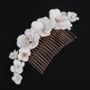 BERYUAN Flowers Wedding Hair Comb Bridal Elegant Flowers Headpiece Flowers Hair Side Comb Rose Gold Wedding Hair Accessories for Women Girls (rose gold)