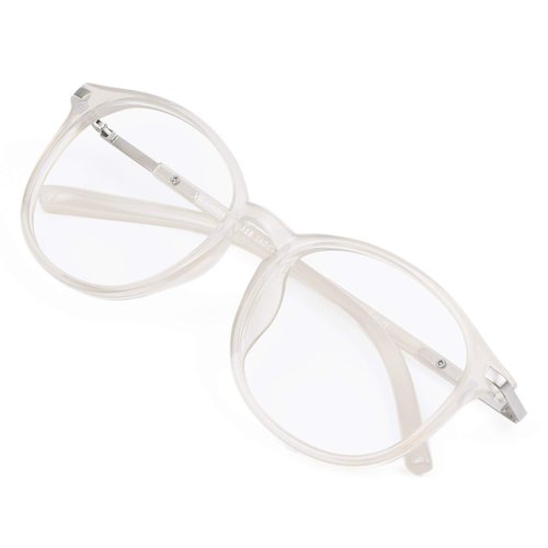 VisionGlobal Blue Light Blocking Glasses for Women/Men, Anti Eyestrain, Computer Reading, TV Glasses, Stylish Oval Frame, Anti Glare (Clear, 0.50 Magnification)