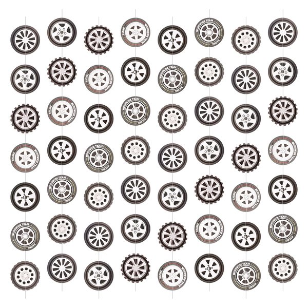 8 Strings Racing Party Decorations, 5.9ft Racing Car Banner Garland Wheel Tire Hanging Ornaments Ceiling Hanging Supplies Tyre Paper Cutouts for Birthday Classroom Racing Party Favors
