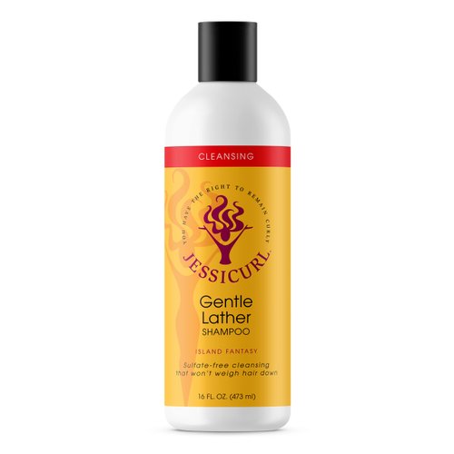 Jessicurl, Gentle Lather Shampoo, Island Fantasy, 16 Fl oz. Cleansing Curly Hair Shampoo, Vegan, Sulfate Free Shampoo
