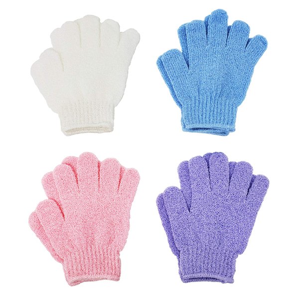 ATB 4 Pairs Exfoliating Gloves - Premium Scrub Wash Mitt for Bath or Shower - Luxury Spa Exfoliation Accessories For Men and Women