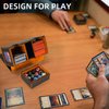 AFIING MTG Commander Card Storage Box - Fits 200 Double Sleeved Cards,3-in-1Card Deck Case,Strong Magnet Card Organizer For Magic Commander TCG CCG,4Dividers &2 Toploaders, Black/orange