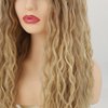 Fencca Ombre Blonde Long Curly Wigs for Women Heat Synthetic Curly Hair Wavy Full Wig Middle Part Natural Looking Wig