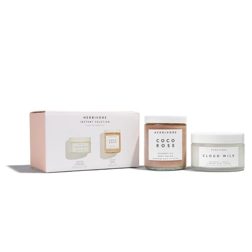 HERBIVORE Instant Vacation Silky Soft Body Gift Set | Coco Rose Coconut Oil Body Polish &amp; Cloud M...
