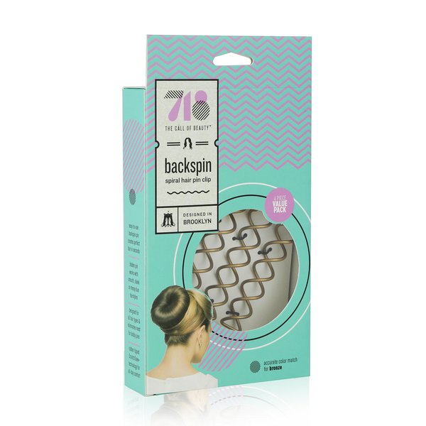 718-Beauty Backspin Spiral Hair Pin, Easy & Fast Bun Maker Twist Screws - Hair Pin for Women, Updo Hair Accessories - Color Match for Light Hair, 4 Pins