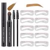 Eye-Brow Stamp Stencil Kit, Waterproof Brow Stamp Shaping Kit Eyebrow Definer, Eyebrow Filling Powder Stamp, Eye Brow Stamping Kit with 10 Eyebrow Stencils, 2 Eyebrow Brushes for Women (Light Brown)