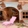 UPKOCH 2 Pcs Mini Dolls House Beach Chairs, 6.68 Inch Plastic Doll House Lounge Chairs, Miniature Beach Accessories for Crafts, Dollhouse Furniture for 11.5 Inch Dolls, Pink