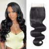 Body Wave Closure Human Hair Free Part 4×4 swiss transparent lace closure 100% Unprocessed Brazilian Body Wave Human Hair 130% density Natural Color 8 Inch