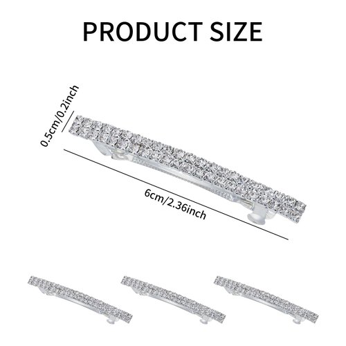 4Pcs Rhinestone Barrettes for Women, Silver Hair Accessories, Clips Small Crystal, Bling Diamond Clip, Bow Girls Rhinestones, Dressy Metal Pins, Sparkly Barrette Butterfly