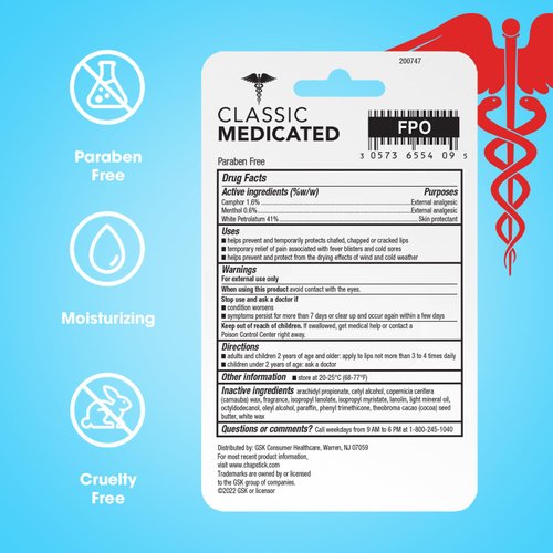 ChapStick Classic Medicated 3-Packs (12 Sets/36 Tubes) – Bulk Lip Balm, Dry Lips & Cold Sore Pain Relief Bundle, 0.15 Oz Ea