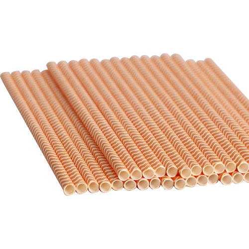 Webake 100 Pack Chevron Paper Straws Wave Patterned Drinking Straws Bulk 7.75 Inch Disposable Biodegradable Restaurant Supplies for Thanksgiving Table Decor Orange Striped
