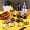 48 Pcs 2025 New Year's Eve Party Supplies Happy New Year Headband Paper Hat Glasses Beaded Necklace Noisemaker New Year Party Favors