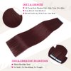 Tape in Hair Extensions Human Hair 100% Real Remy Human Hair Extensions Seamless Straight Hair extensions Real Human Hair Tape in Extensions 18Inch 20Pieces 50g/Set #99J Burgundy
